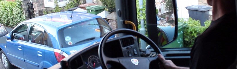 inside the cab of a fire engine