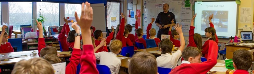 Class of young people learning about fire safety