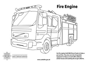 Fire engine colouring in pages