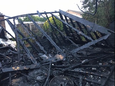 Shed fire on Oxney Road