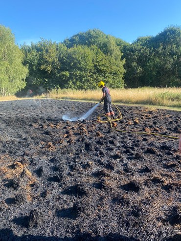 Firefighter tackles fire in the open in Peterborough