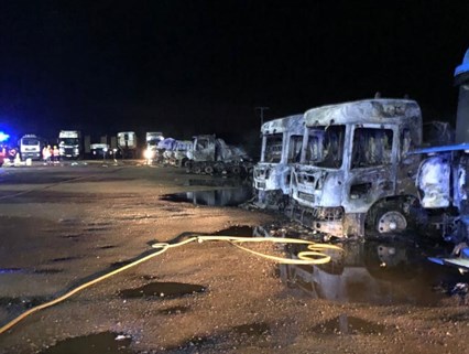 Lorries on fire in Longstanton