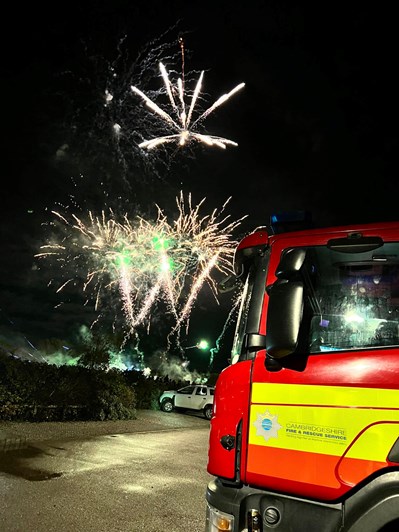 Fire engine with fireworks