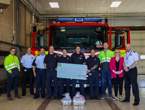 Charity donation at fire station