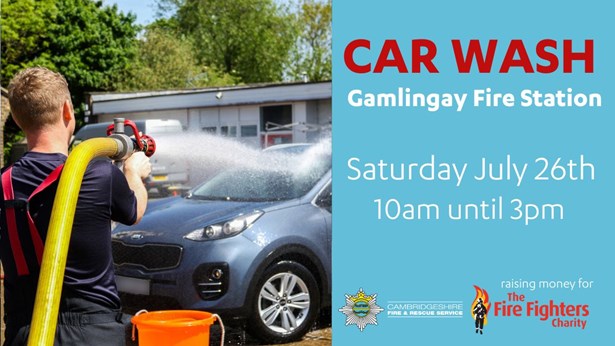 Gamlingay Fire Station car wash Saturday July 26th 10am until 3pm.