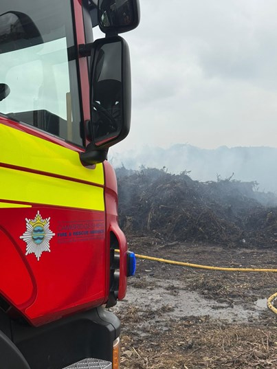 Fire engine at waste site fire